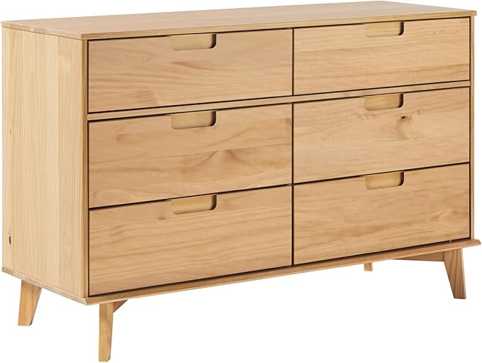 Modern Solid Pine Wood 6-Drawer Dresser