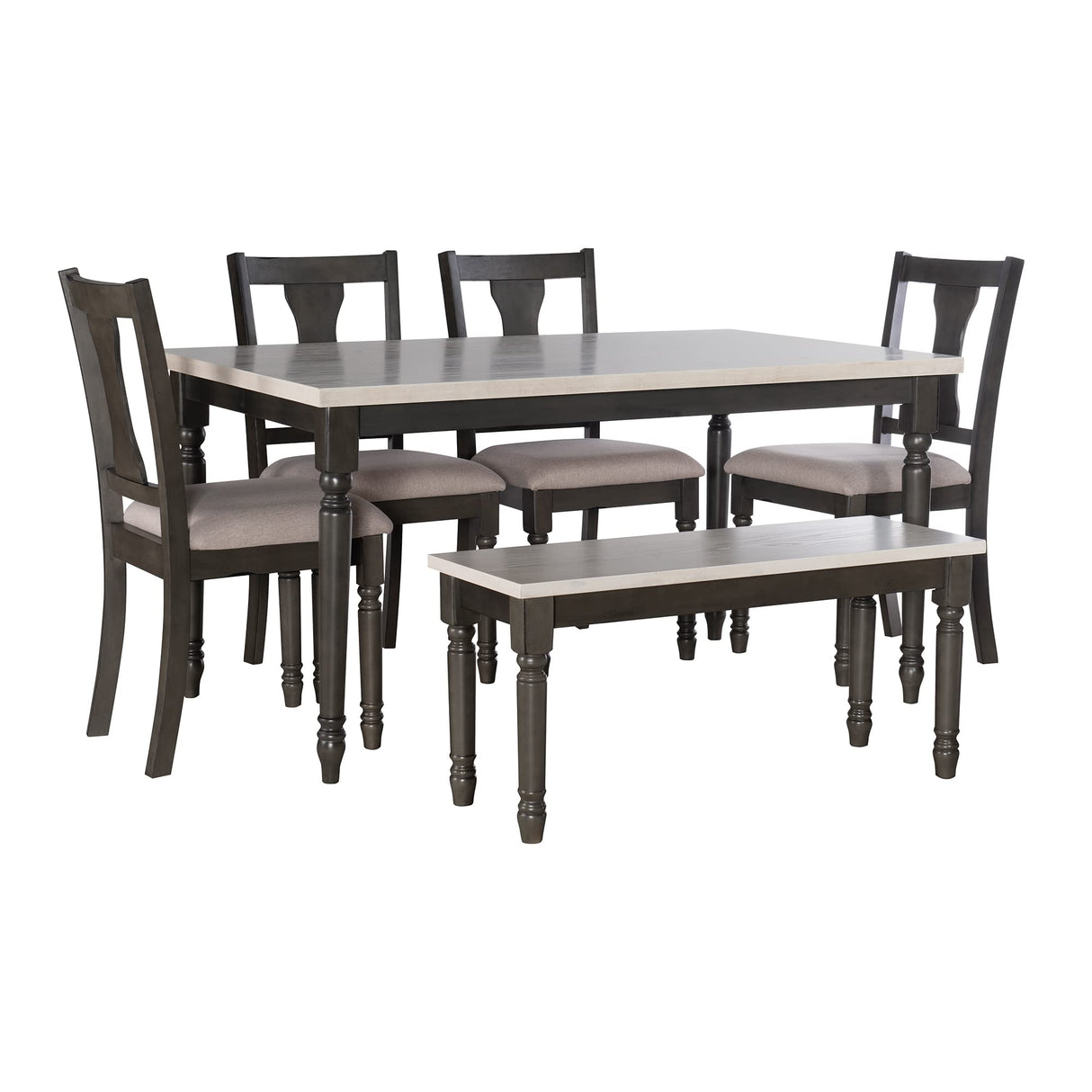 Piece Dining Set with Dark Grey Base and Smokey White Top Includes Dining Table Four