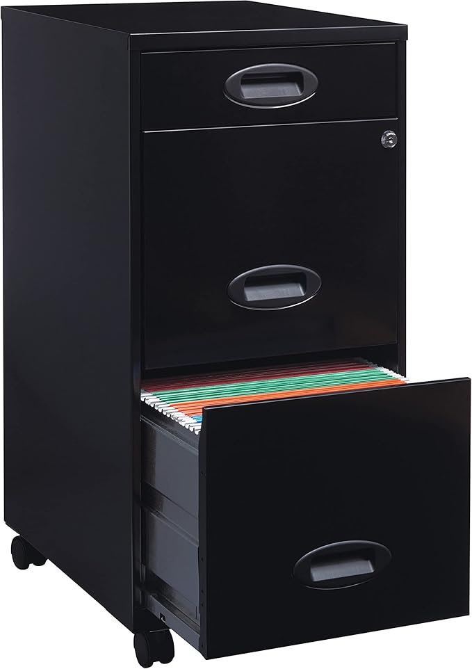 LYS SOHO 18" 3-Drawer File Cabinet, Black