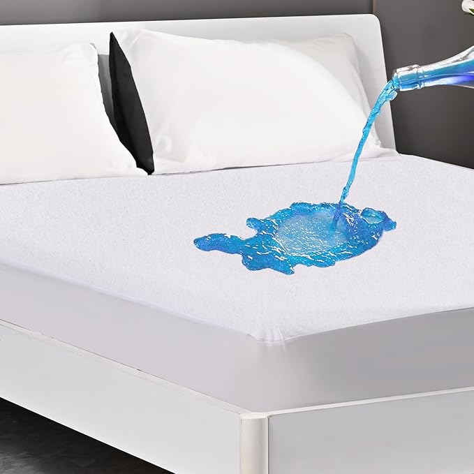 Waterproof Mattress Protector, Bamboo Twin Size Mattress Cover Soft and Breathable