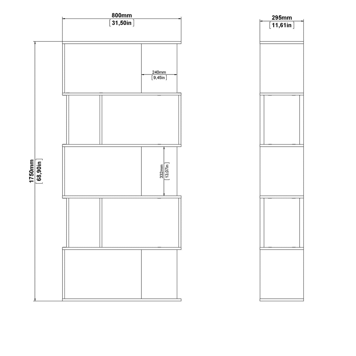 Modern Bookcase, Display Shelf and Decorative Room Divider with 7 Fixed Storage Shelves