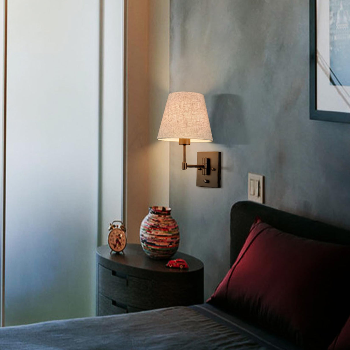 Swing Arm Wall Sconces Set of Two Modern Black Sconce Light Plug in Wall Sconce