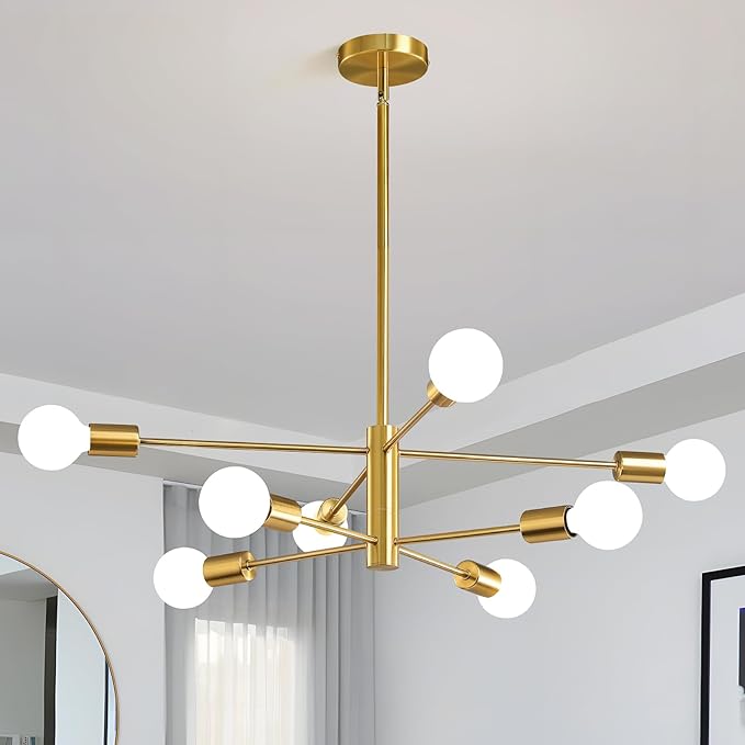 Modern Chandelier 12-Light Sputnik Chandeliers Black and Gold Chandelier Light Fixtures