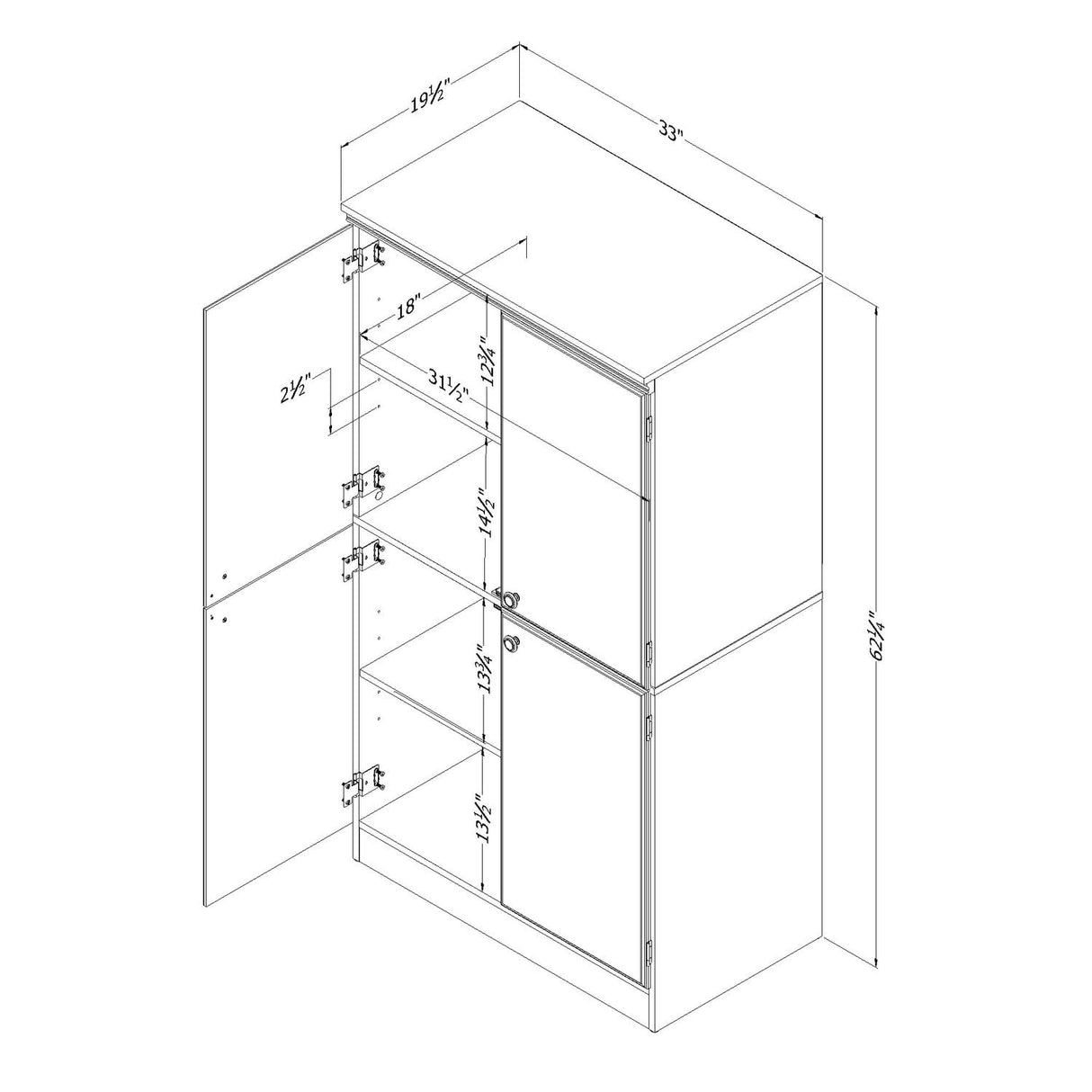 Morgan 4-Door Storage Cabinet-Weathered Oak