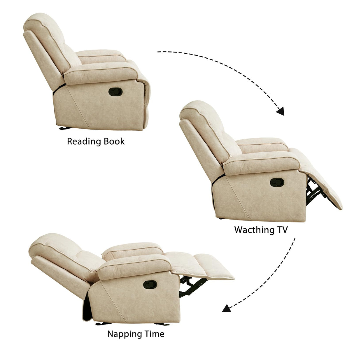 StoneCraft Overstuffed Rocking Recliner Chair with Adjustable Footrest & Backrest