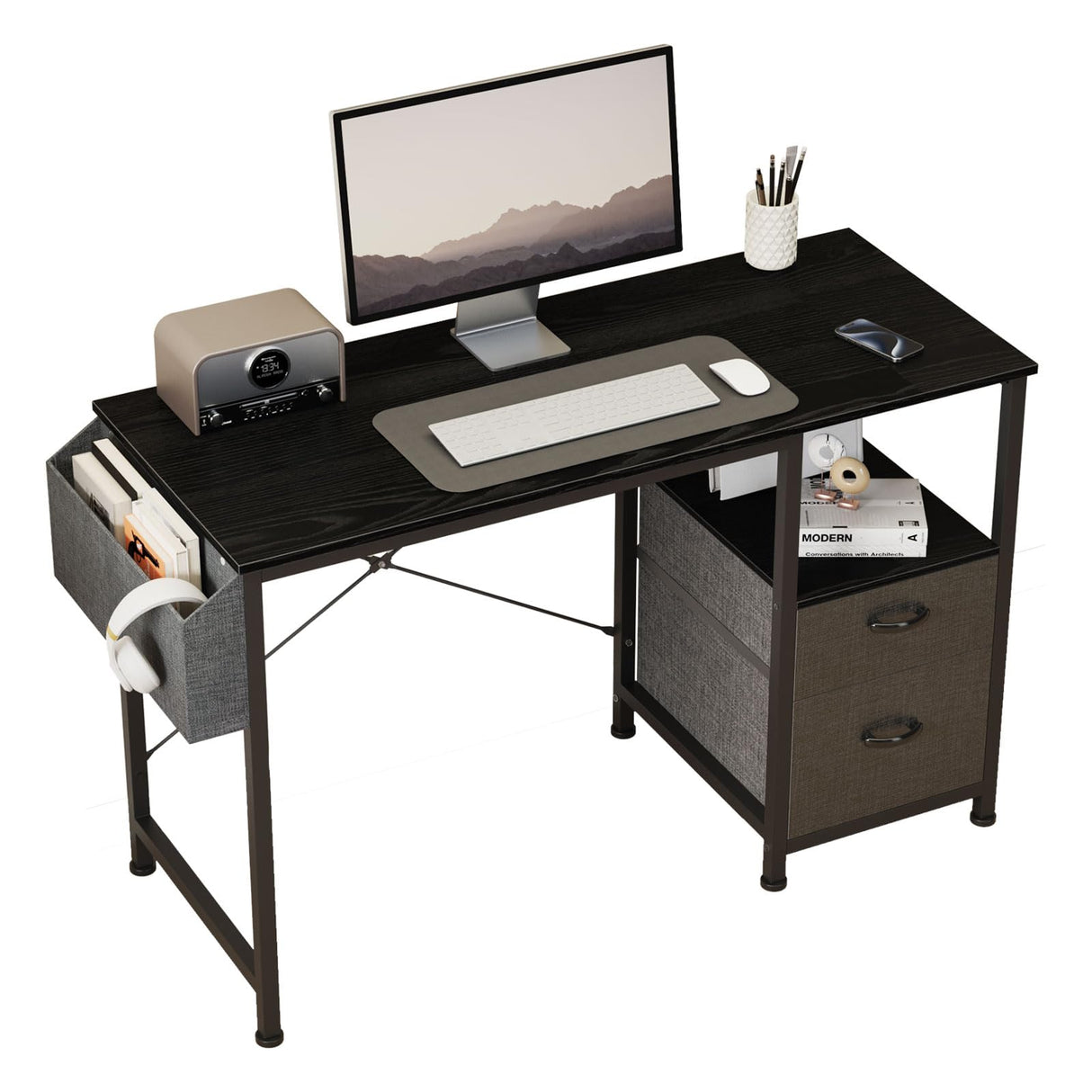 Computer Desks with Fabric File Drawer, 47 in Adjustable Home Office Table