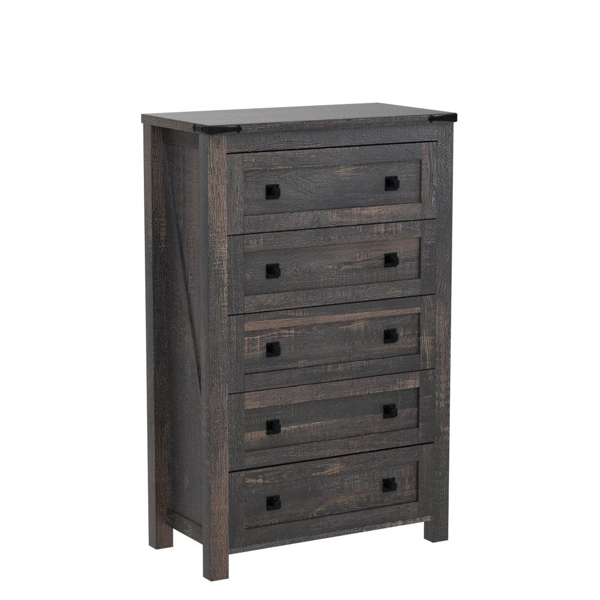 5 Drawers Dresser Chests for Bedroom, Wood Rustic Tall Chest of Drawers