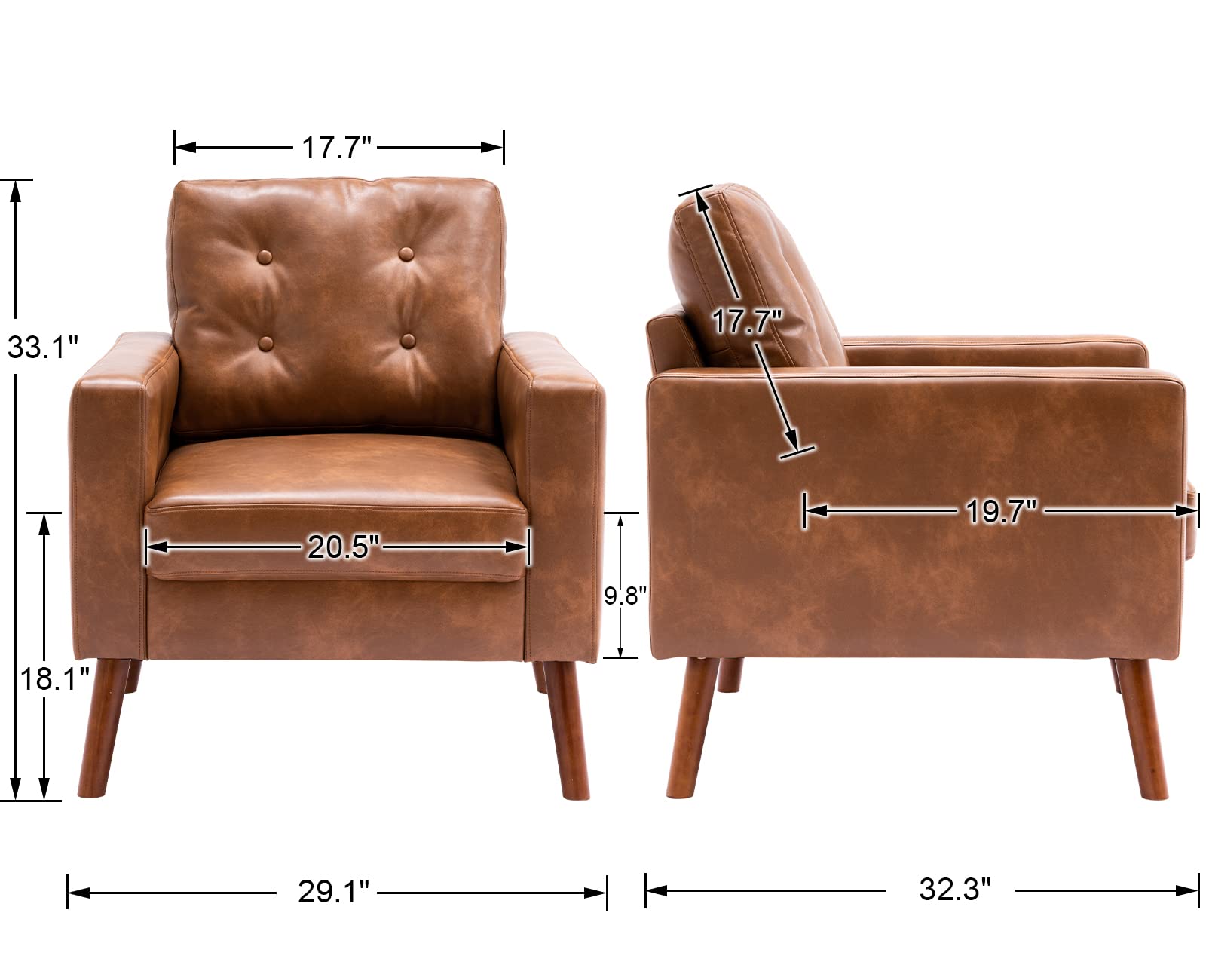 StoneCraft Arlo Tufted Accent Armchair – PU Leather