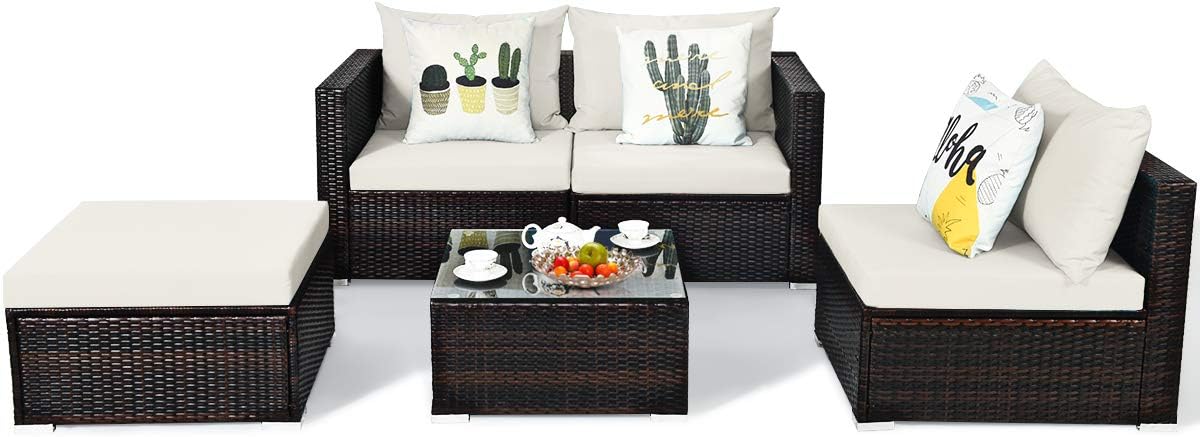 5 Piece Outdoor Patio Furniture Set, Sturdy Frame and Weight Capacity Up to 360 Pounds