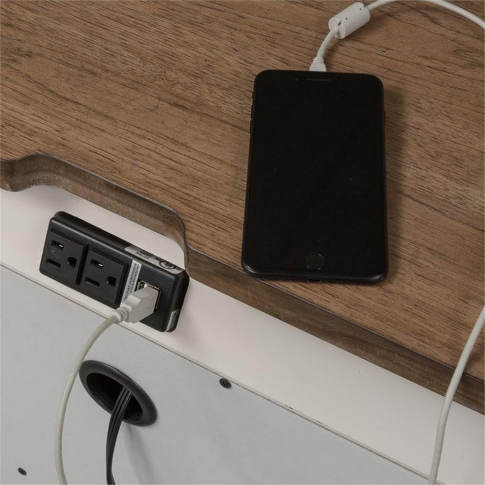 Farmhouse Reimagined White 3 Drawer Night Stand w/Charging Station