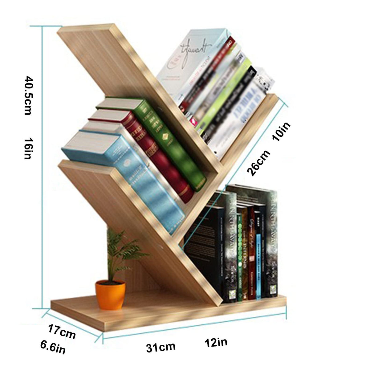 PAKMEZ Tree Shelf, Tree-Shaped Standing Shelf, Bookshelf Standing Shelf, Small Footprint and Large Capacity Multi-Layer Design, for Living Room, Bedroom, Study (Color : Black Walnut)