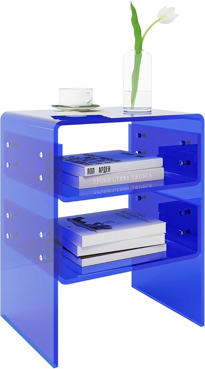 3 Tier Storage Shelf, Orange Acrylic Nightstand