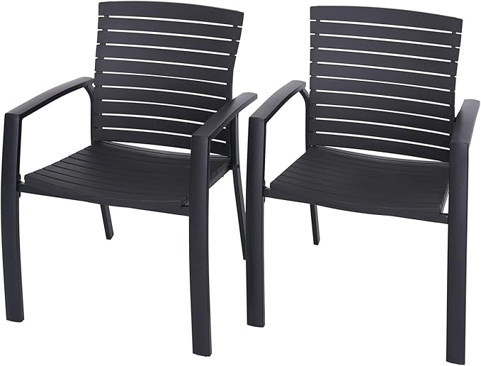 6 pcs Stackable Patio Dining Chairs with Aluminum Frame and Molded Ergonomic