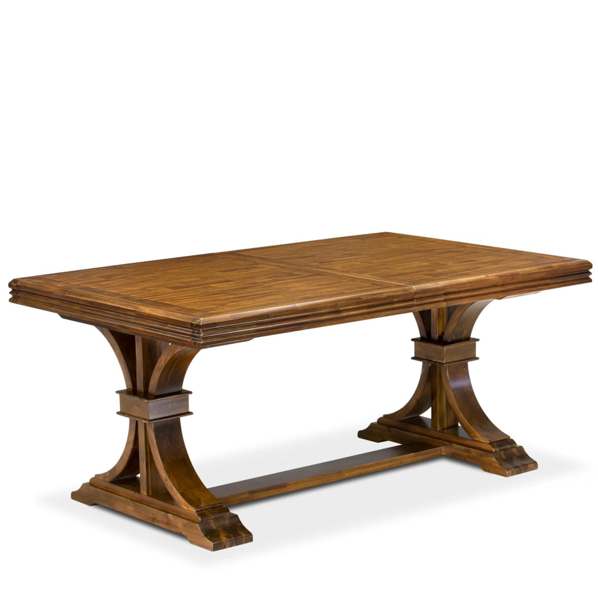Wooden Kitchen Dining Table with Removable Rectangular Tabletop - Antique Walnut Finish