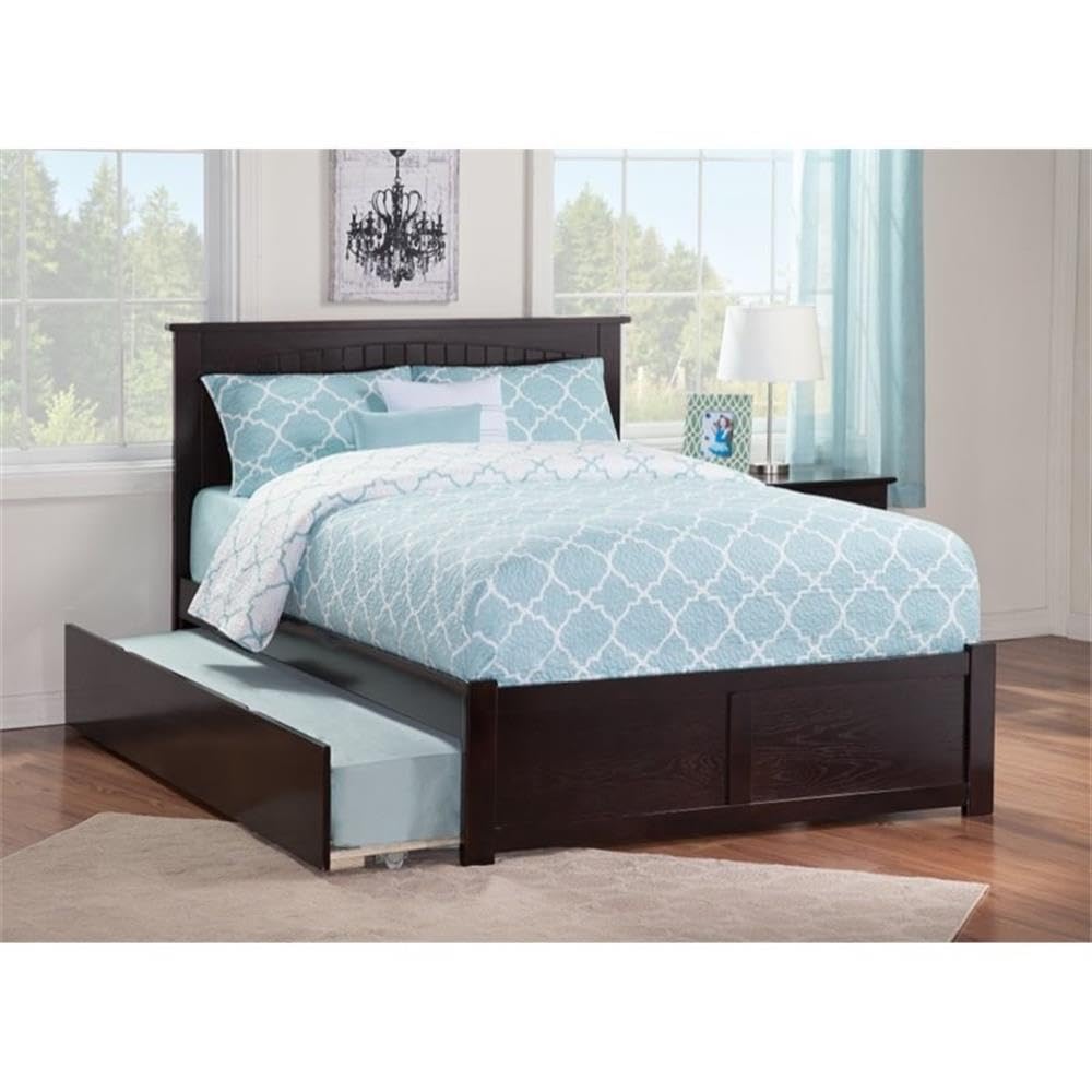 BOWERY HILL Full Platform Panel Bed with Trundle in Espresso