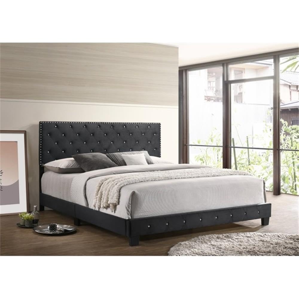 Suffolk Velvet Upholstered King Bed in Black