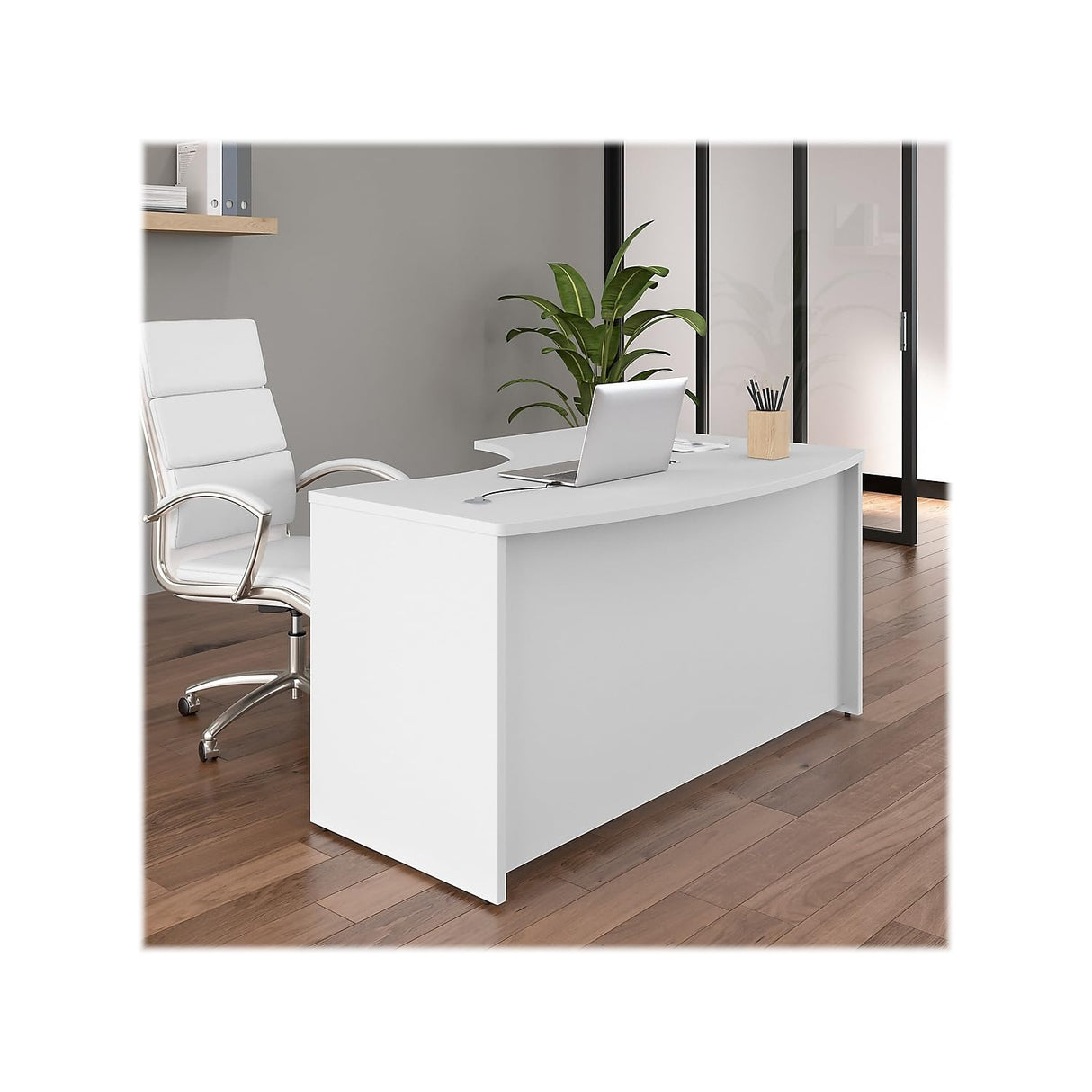 Business Furniture Studio C Left Hand L-Bow Desk Shell, 60W x 43D, White