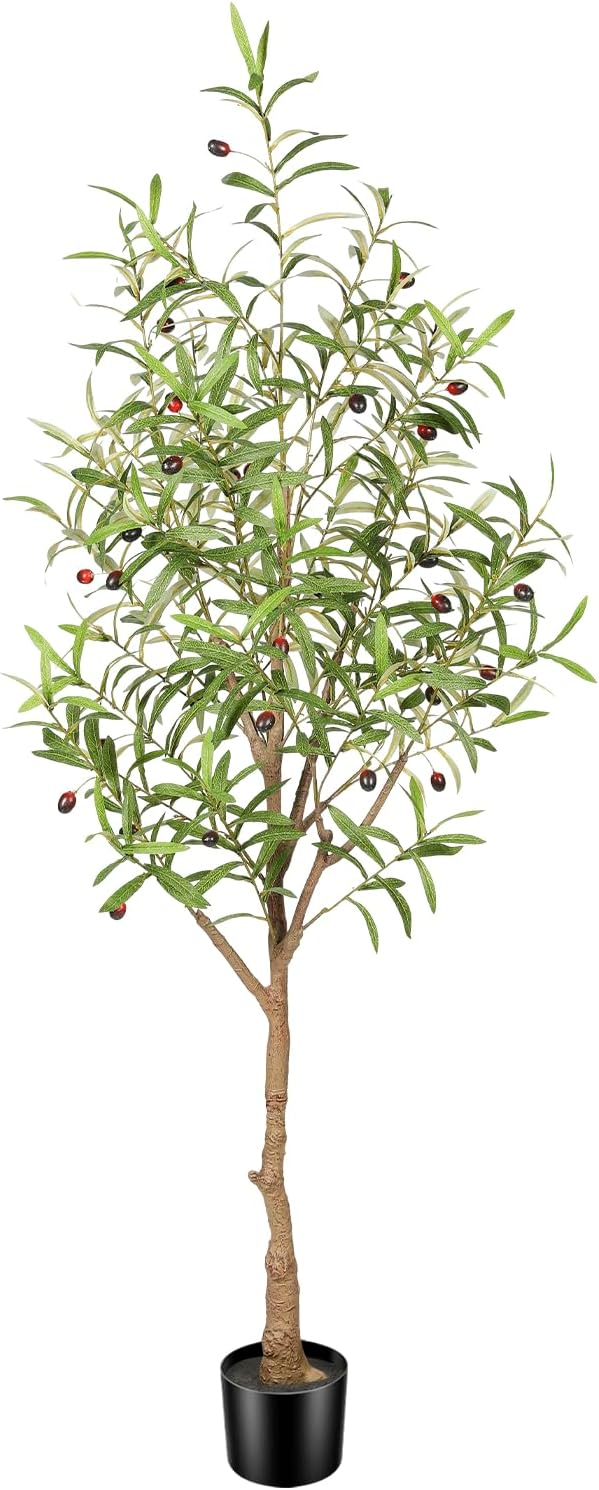 Faux Olive Tree 10ft - Tall Artificial Olive Tree 10 Feet Indoor - Large Fake Plants Olive