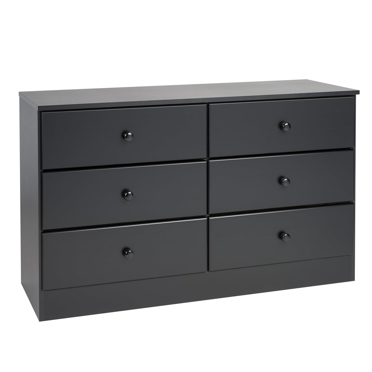 Astrid 6 Drawer Double Dresser For Bedroom, Black