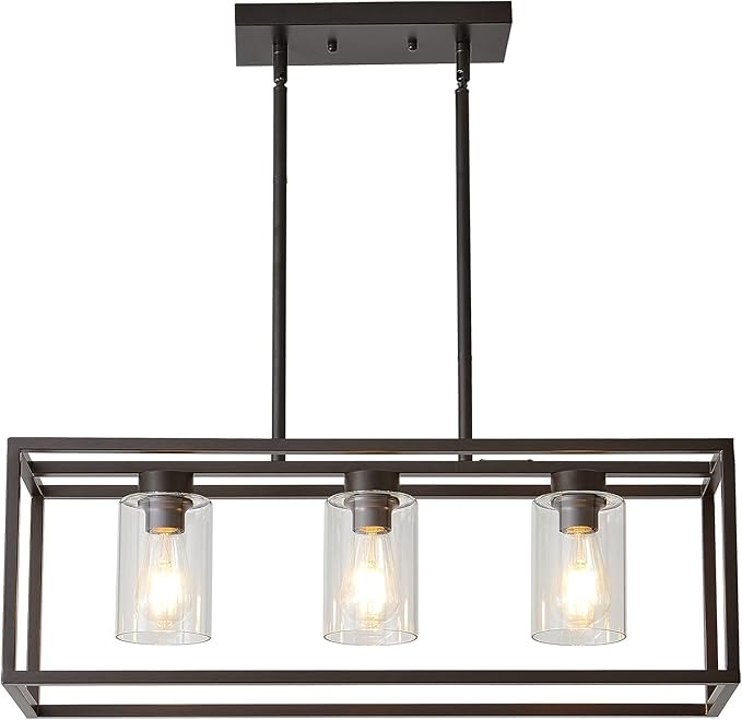 Dining Room Lighting Fixture Hanging Farmhouse Black 3 Light Modern Pendant
