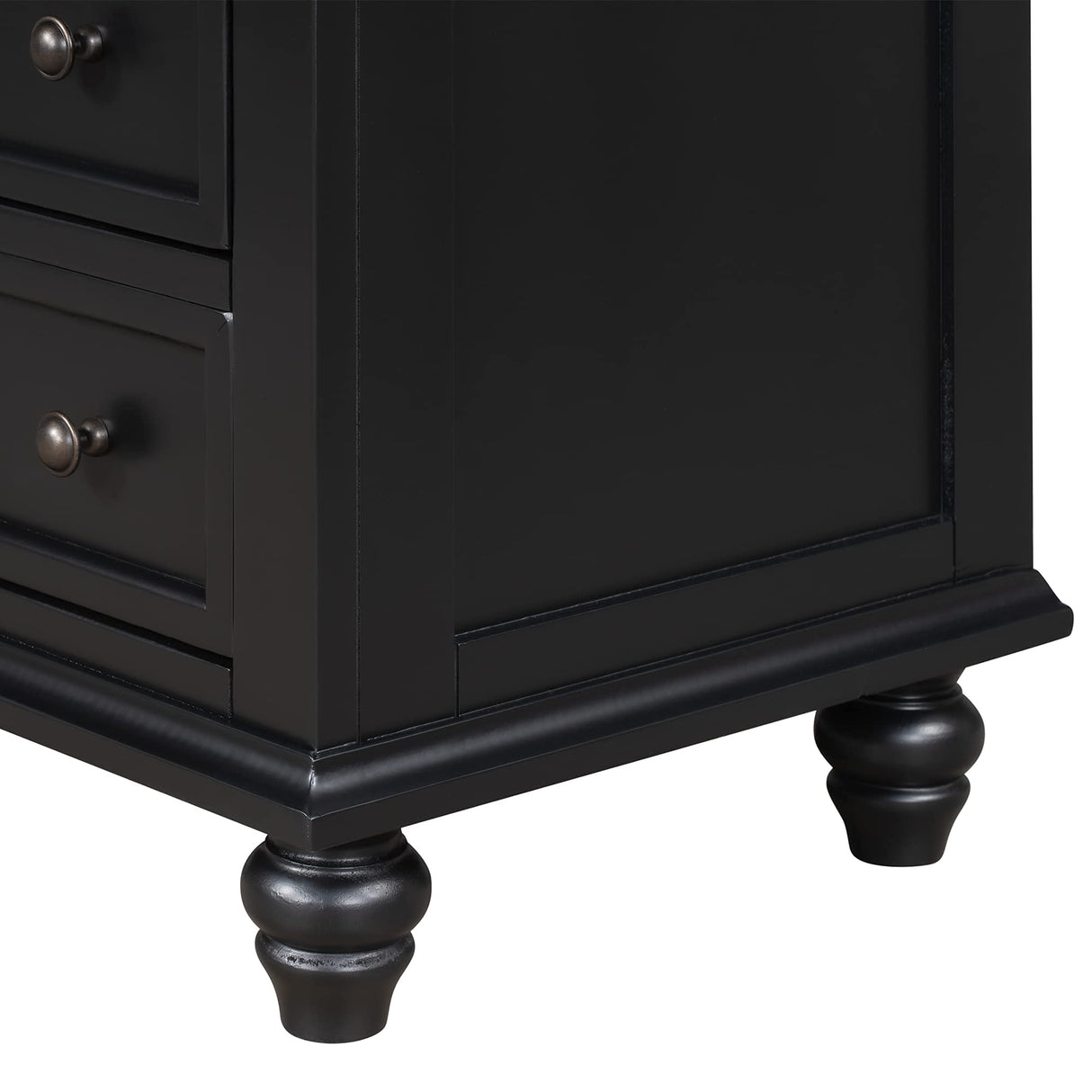 Nightstand with Pull-Out Tray, Wooden Bedside Night Stand