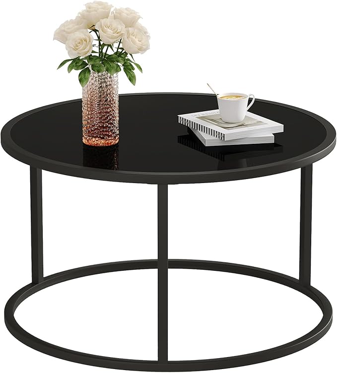 Round Coffee Table Glass Coffee Tables for Small Space Simple Modern Center