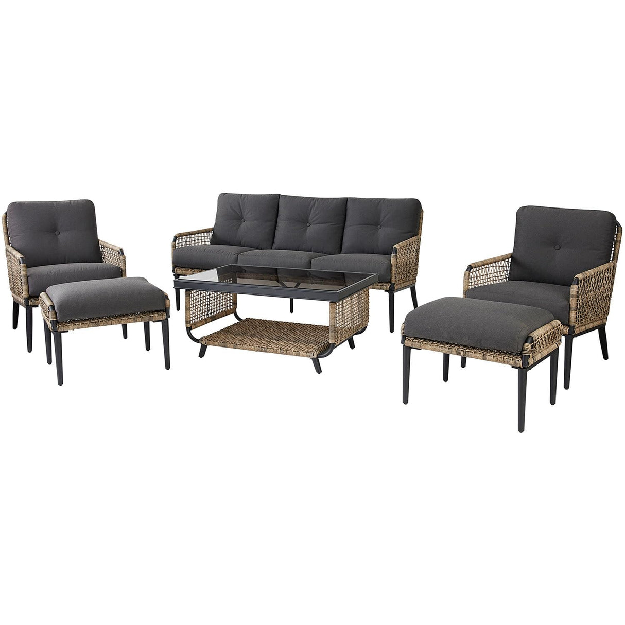 Sedona Outdoor 6-Piece Conversation Set, Wicker Outdoor Conversation Set with Sofa