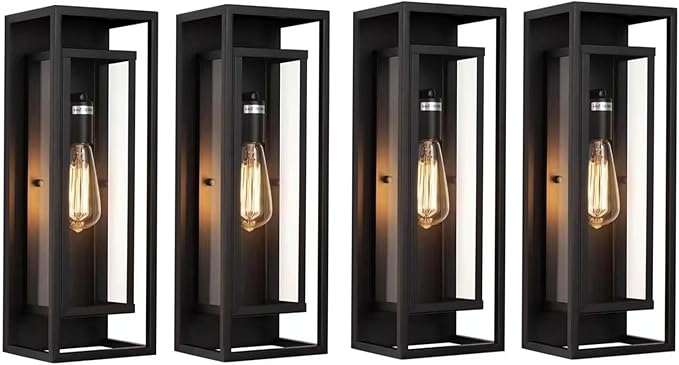 2 Pack 18 inches Outdoor Wall Lantern Light Fixture, Large Black Exterior Waterproof