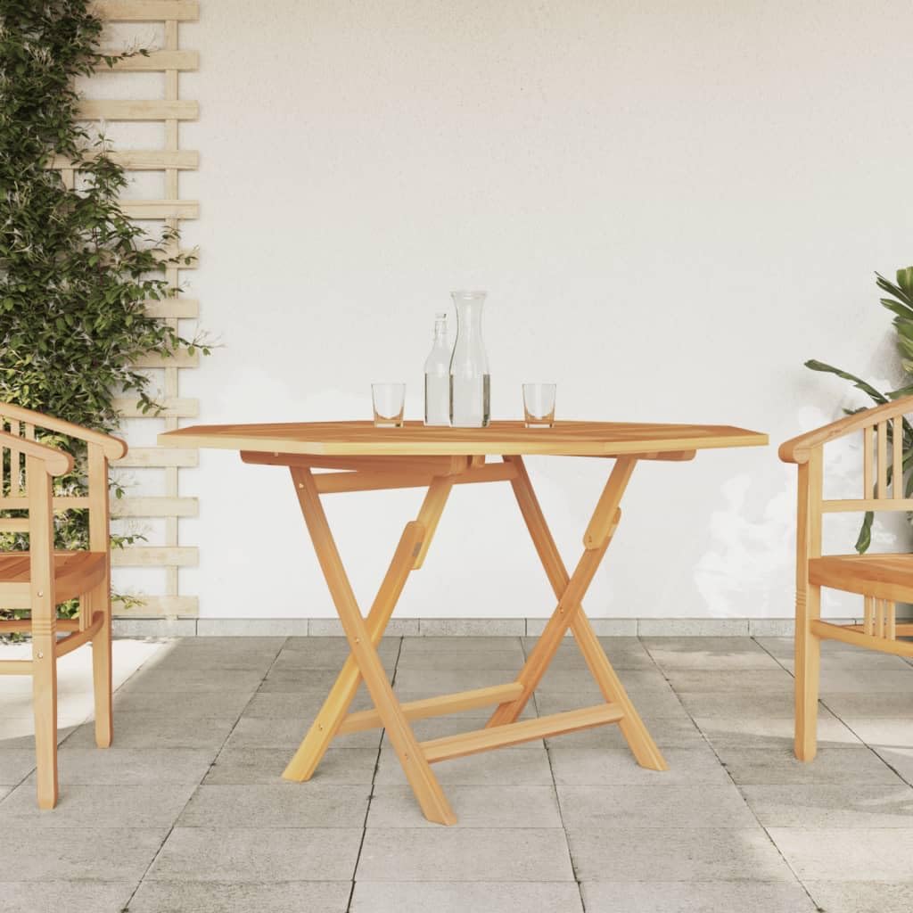 Octagon Foldable Teak Wood Patio Table - Weather Resistant Outdoor Dining