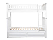 Columbia Twin over Twin Size Bunk Bed with Twin Raised Panel Trundle in White