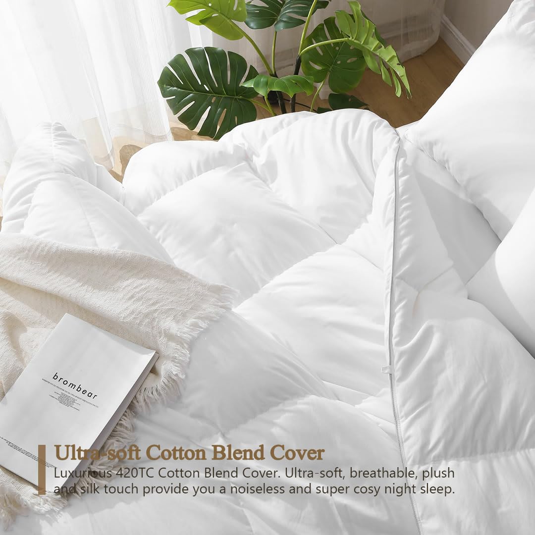 Heavyweight Feathers Down Comforter Spuer King, Ultra-Soft Egyptian Cotton Blend