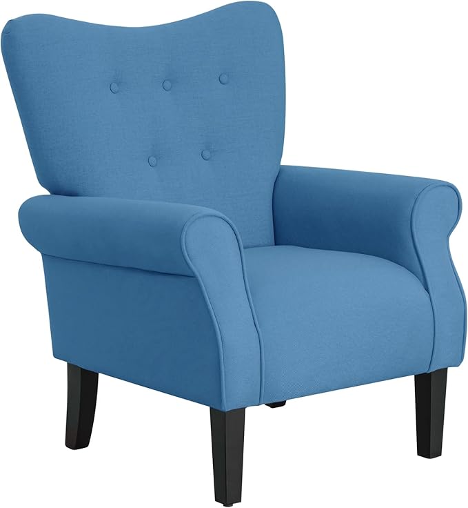 Mid Century Wingback Arm Chair,Modern Upholstered Fabric High Back Accent Chair