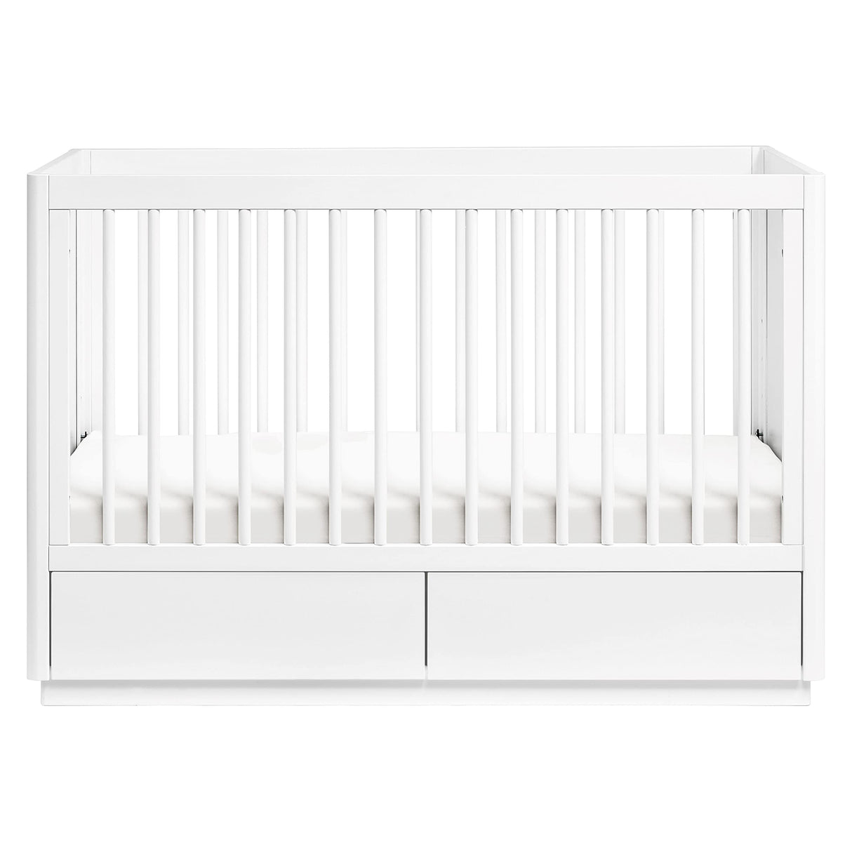 Bento 3-in-1 Convertible Storage Crib with Toddler Bed Conversion Kit in White