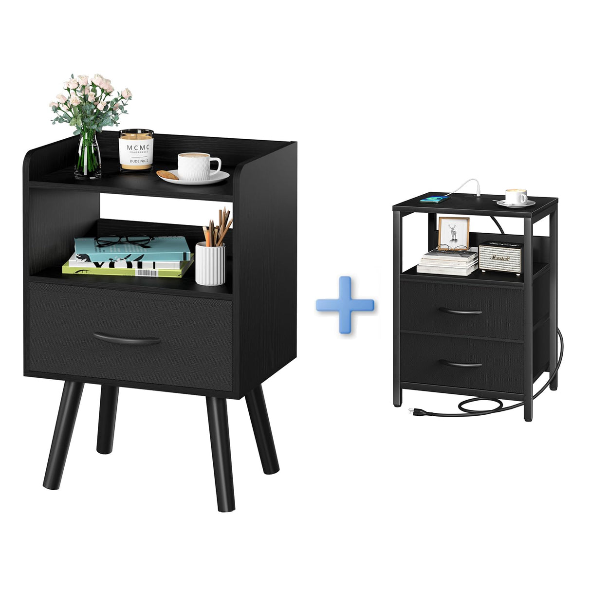 Night Stand with Fabric Drawer & Nightstand