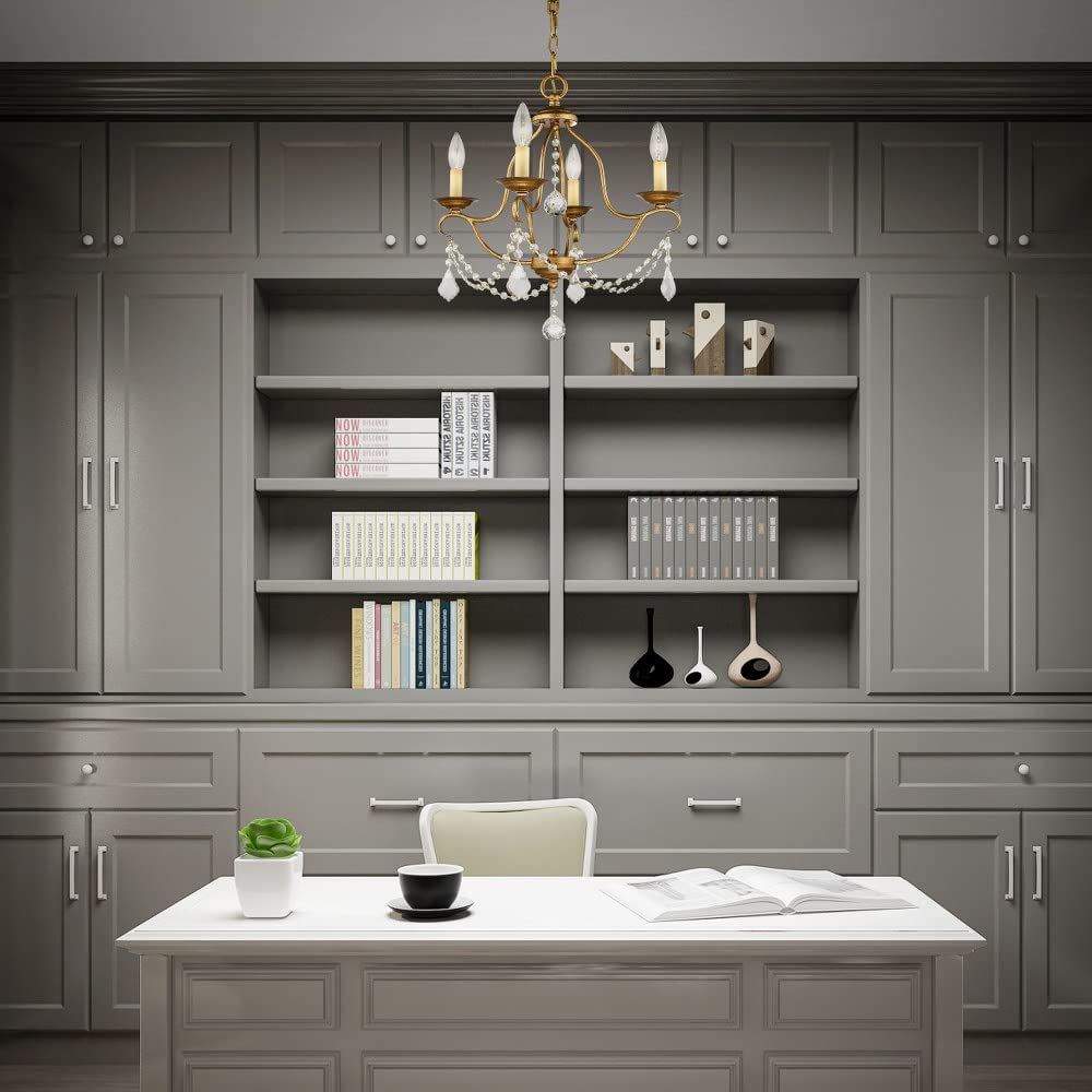 Lighting 6424-48 Chesterfield 4 Light Mini Chandelier, Antique Gold Leaf