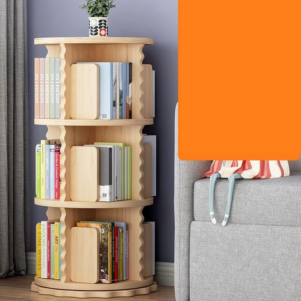 Bedroom Book Shelf Bookcase Pine Rotating Bookshelf Floor Solid Wood Simple Home