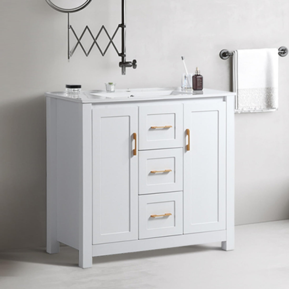 36" Bathroom Vanity with Ceramic Sink, Wood Bathroom Storage Cabinet
