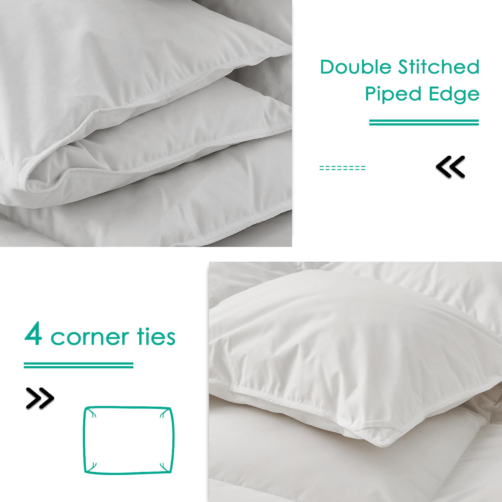 APSMILE Down Comforter King Size, Filled with Feather and Down Fiber Duvet, All Seasons White Ultra Soft King Duvet Insert, with Soft Cotton Blend Cover 106 × 90 inches