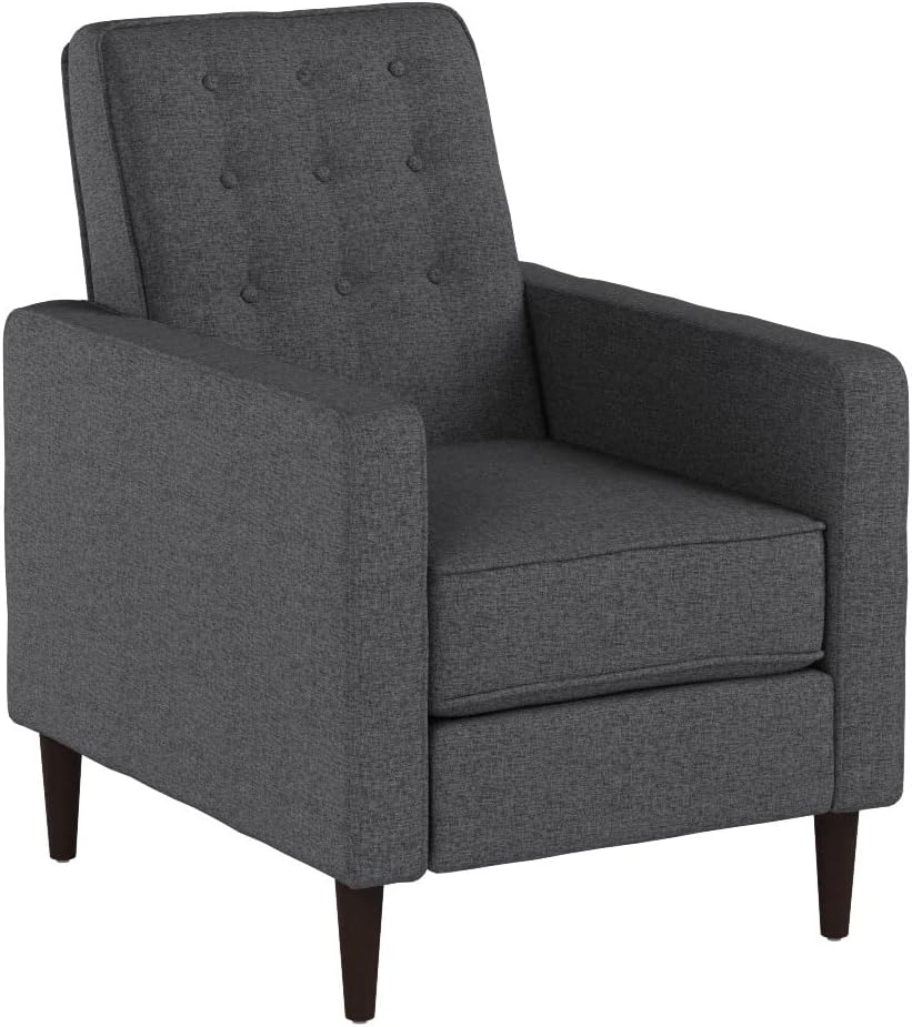 Mervynn Mid-Century Modern Fabric Recliner, Grey