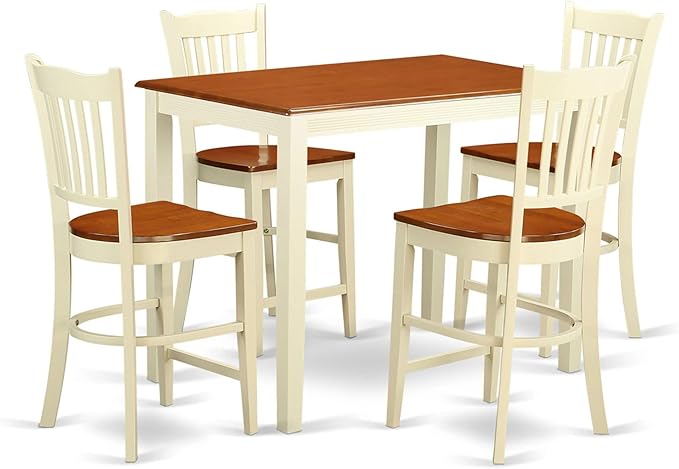 YAGR5-OAK-W 5 Piece Kitchen Counter Height Dining Table Set Includes a Rectangle