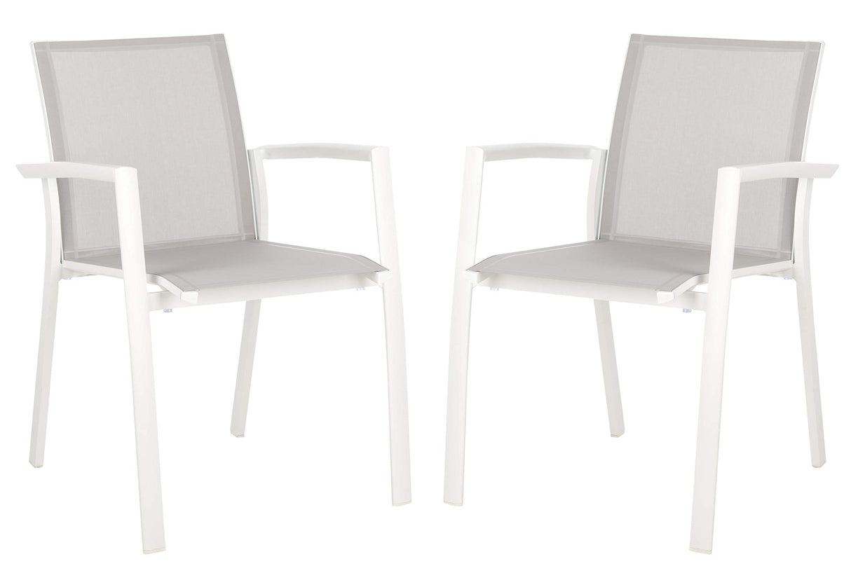 Outdoor Collection Negan Grey and White Stackable Chair (Set of 2)