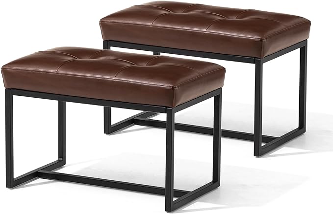 Ottoman Bench, Modern PU Leather Vanity Stools Chairs