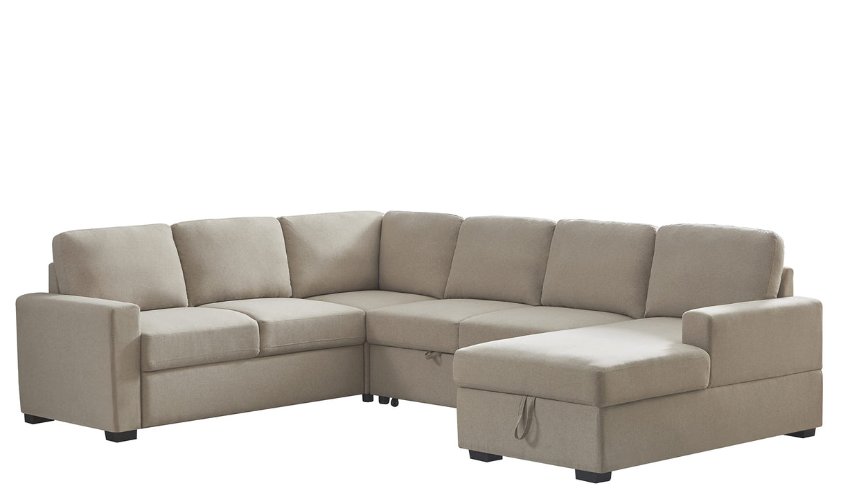 115" 4-Piece Upholstered Sectional Sofa with Storage Chaise and Removable
