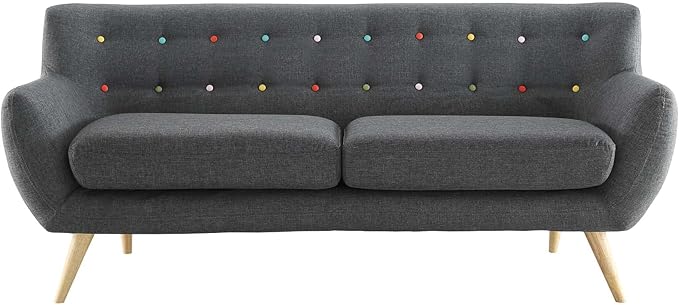 Remark Mid-Century Modern Sofa With Upholstered Fabric In Beige