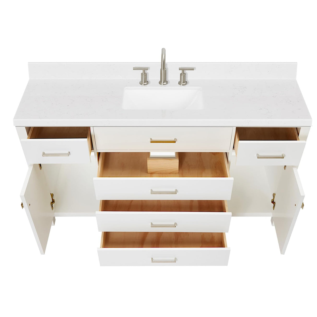 Bristol 60 in. Single Rectangle Sink Bathroom Vanity with Carrara White