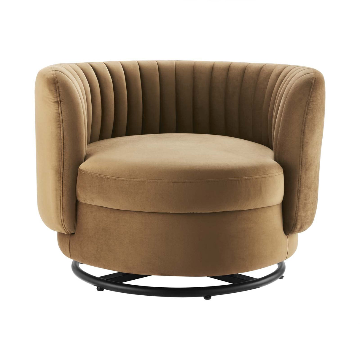 Embrace Swivel Chair, Black Cognac