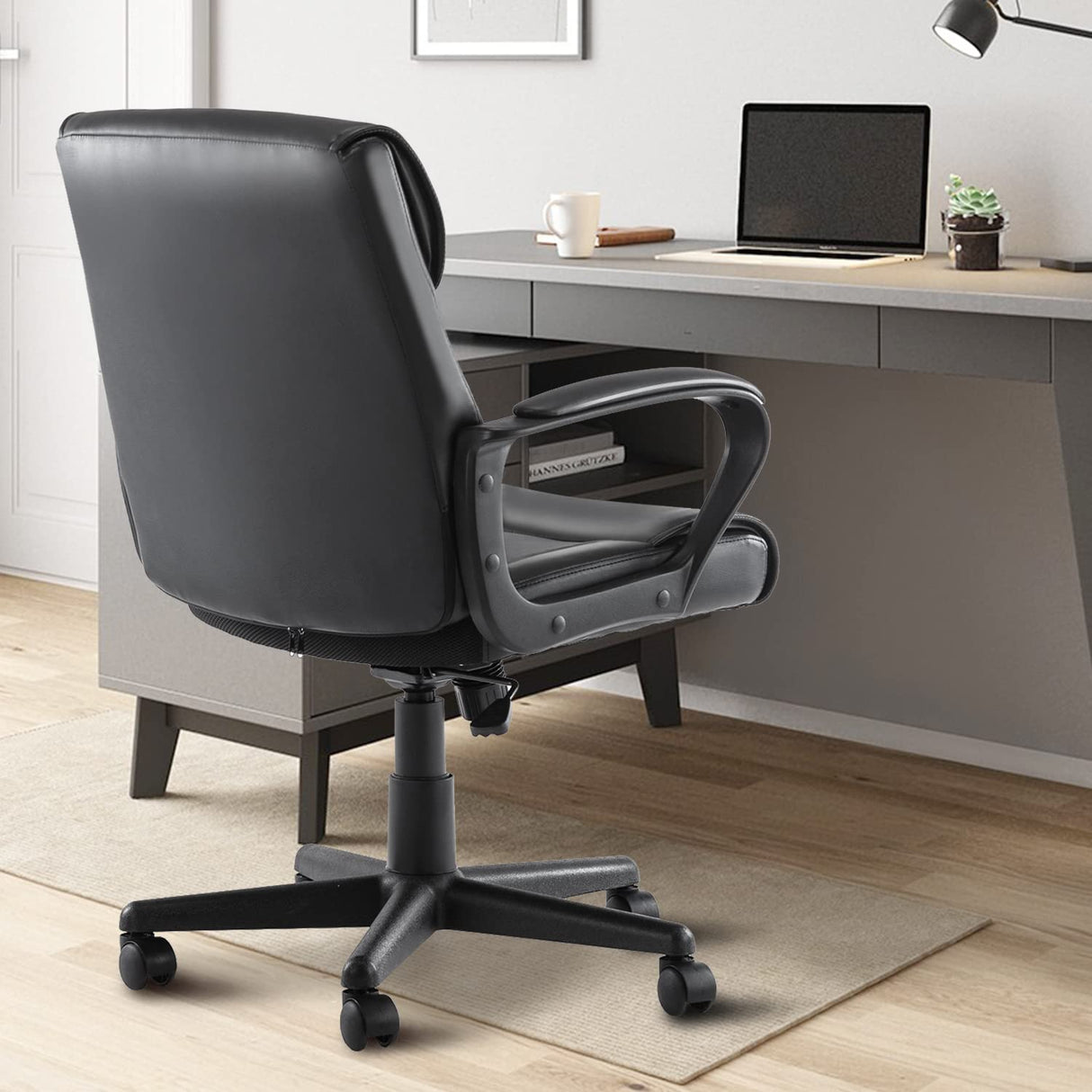 Home Office Chair Mid-Back Office Computer Desk Chair with Armrest Adjustable