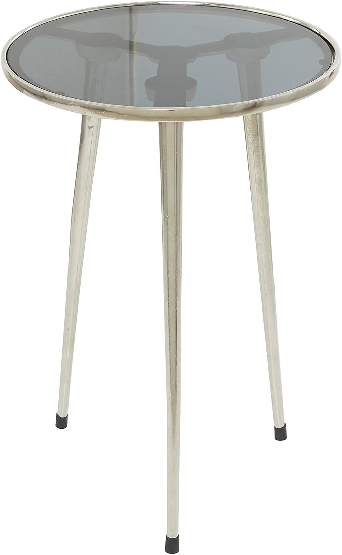 Aluminum Accent Table with Shaded Glass Top, 15" x 15" x 22", Gold
