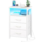Night Stand with Charging Station, 16 Colors LED Nightstand