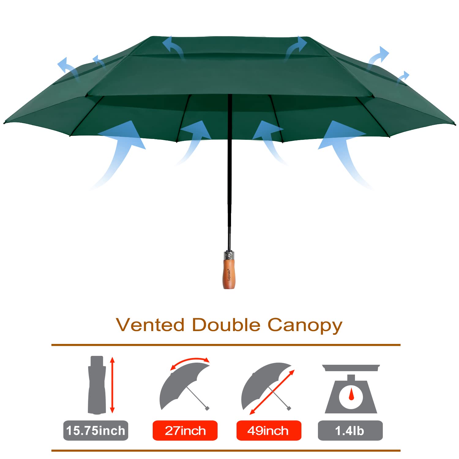Large Compact Golf Umbrella - 54inch Oversized Auto Open Close Folding Golf Umbrella